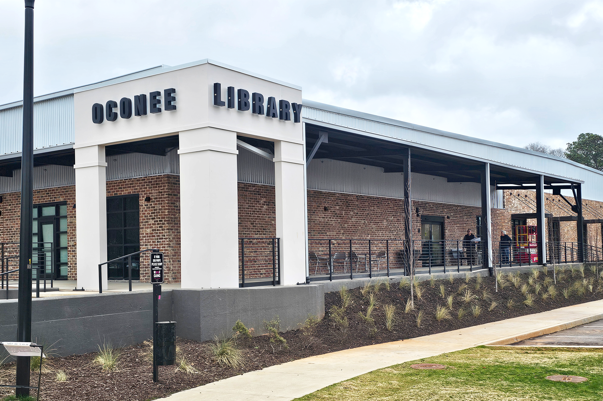 Outside of Oconee Library at Wire Park.